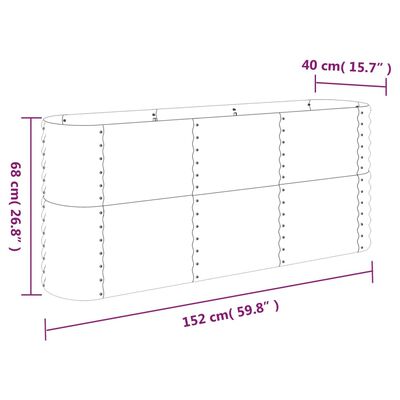 vidaXL ガーデンプランター 粉体塗装スチール 152x40x68 cm グリーン