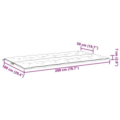 vidaXL ガーデンベンチクッション ブルー200x(50+50)x7cm オックスフォードファブリック