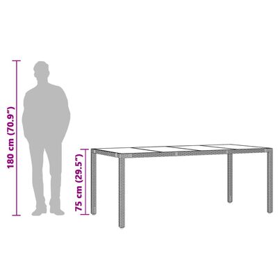 vidaXL ガーデンテーブル ガラストップ付き 90x90x75 cm ポリラタン製 ブラック