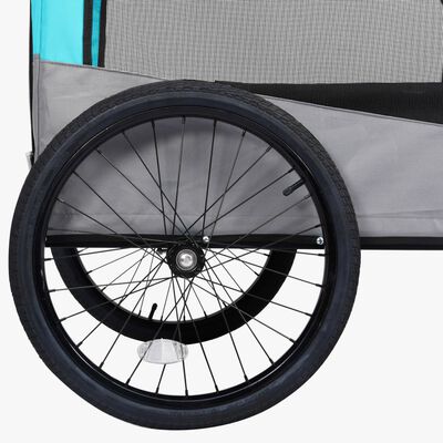 vidaXL 2-in-1 ペット用自転車トレーラー＆ジョギングベビーカー ブルー＆グレー