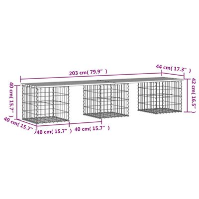 vidaXL ガーデンベンチ 蛇籠デザイン 203x44x42 cm ダグラス無垢材