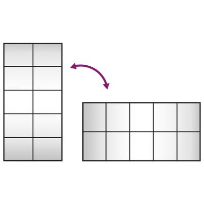 vidaXL ウォールミラー ブラック 50x100 cm 長方形 鉄製