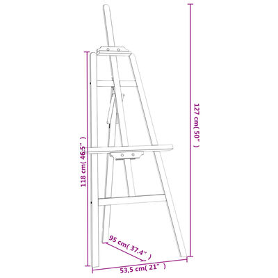 vidaXL イーゼルスタンド 53.5x95x127cm パイン無垢材