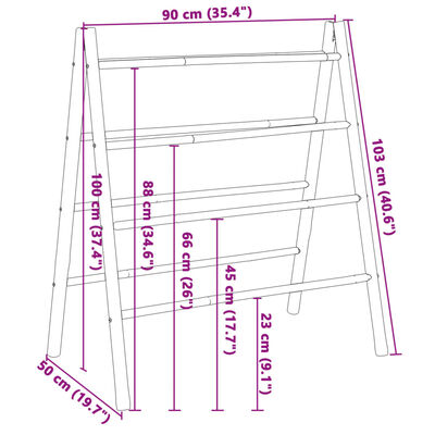 vidaXL ダブルタオルはしご 4段 90x50x100cm 竹製