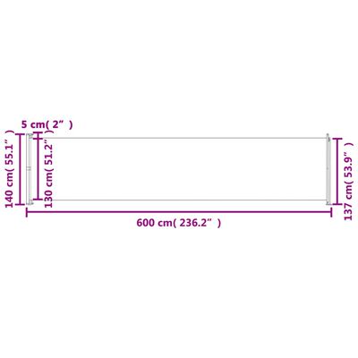 vidaXL パティオ用 格納式サイドオーニング 140x600cm ブルー