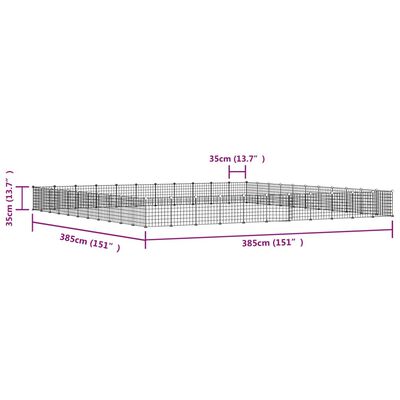 vidaXL ペットケージ パネル44枚 扉付き ブラック 35x35cm スチール