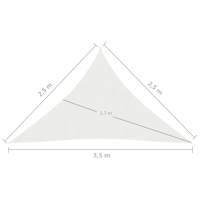 vidaXL サンシェードセイル 160g/m² ホワイト 2.5x2.5x3.5m 高密度ポリエチレン