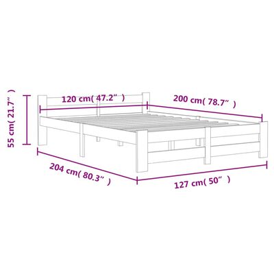 vidaXL ベッドフレーム ホワイト パイン無垢材 120x200cm