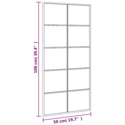 vidaXL ウォールミラー ブラック 50x100 cm 長方形 鉄製