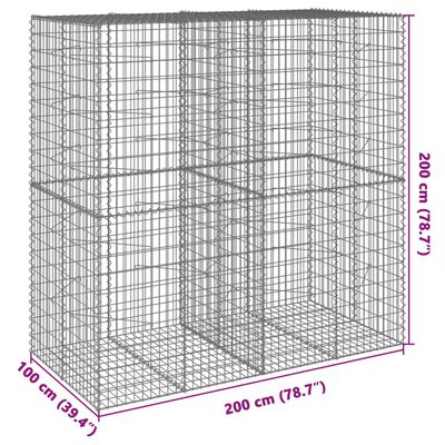 vidaXL 蛇籠バスケット カバー付き 200x100x200cm 亜鉛メッキ鉄