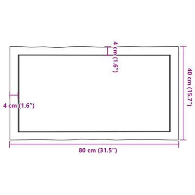 vidaXL テーブルトップ ライトブラウン 80x40x(2-4) cm 加工済み無垢材 ライブエッジ