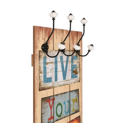 vidaXL 壁掛けコートラック フック6点付き 120x40cm「LIVE LIFE」