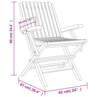 vidaXL 折りたたみガーデンチェア 6点 61x67x90 cm チーク無垢材