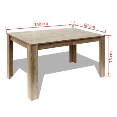 vidaXL ダイニングテーブル 140x80x75cm オーク