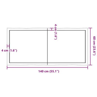 vidaXL テーブルトップ ライトブラウン 140x60x(2-4) cm 加工済み無垢材 ライブエッジ