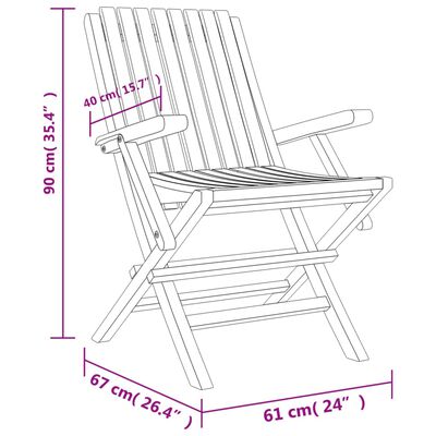 vidaXL 折りたたみガーデンチェア 4点 61x67x90 cm チーク無垢材