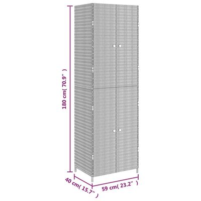 vidaXL ガーデン収納キャビネット ブラック 59x40x180 cm ポリラタン製