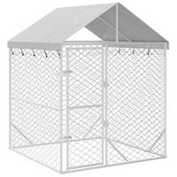 vidaXL 屋外犬小屋 屋根付き シルバー 2x2x2.5 m 亜鉛メッキ鋼製