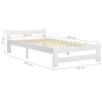 vidaXL ベッドフレーム ホワイト パイン無垢材 100x200cm