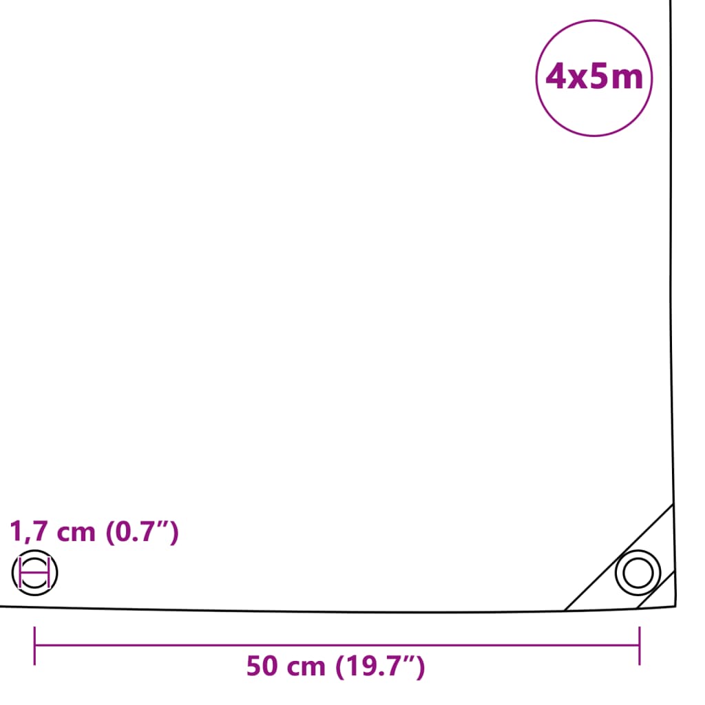 vidaXL 防水シート 4x5m 650g/m² グリーン