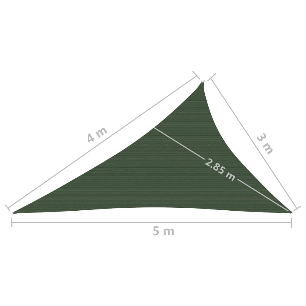 vidaXL サンシェードセイル 160g/m² ダークグリーン 3x4x5m 高密度ポリエチレン