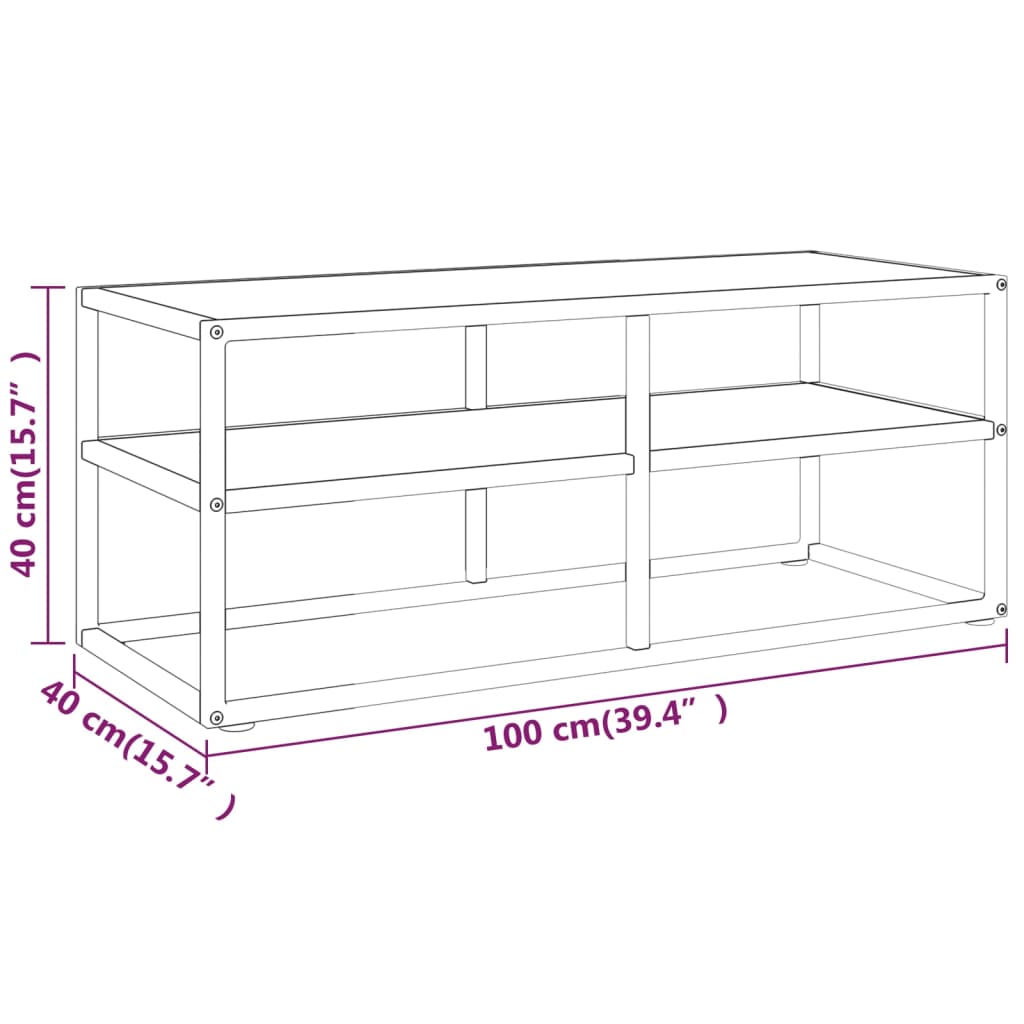 vidaXL TVキャビネット ブラック 100x40x40cm 大理石風ホワイトガラス製