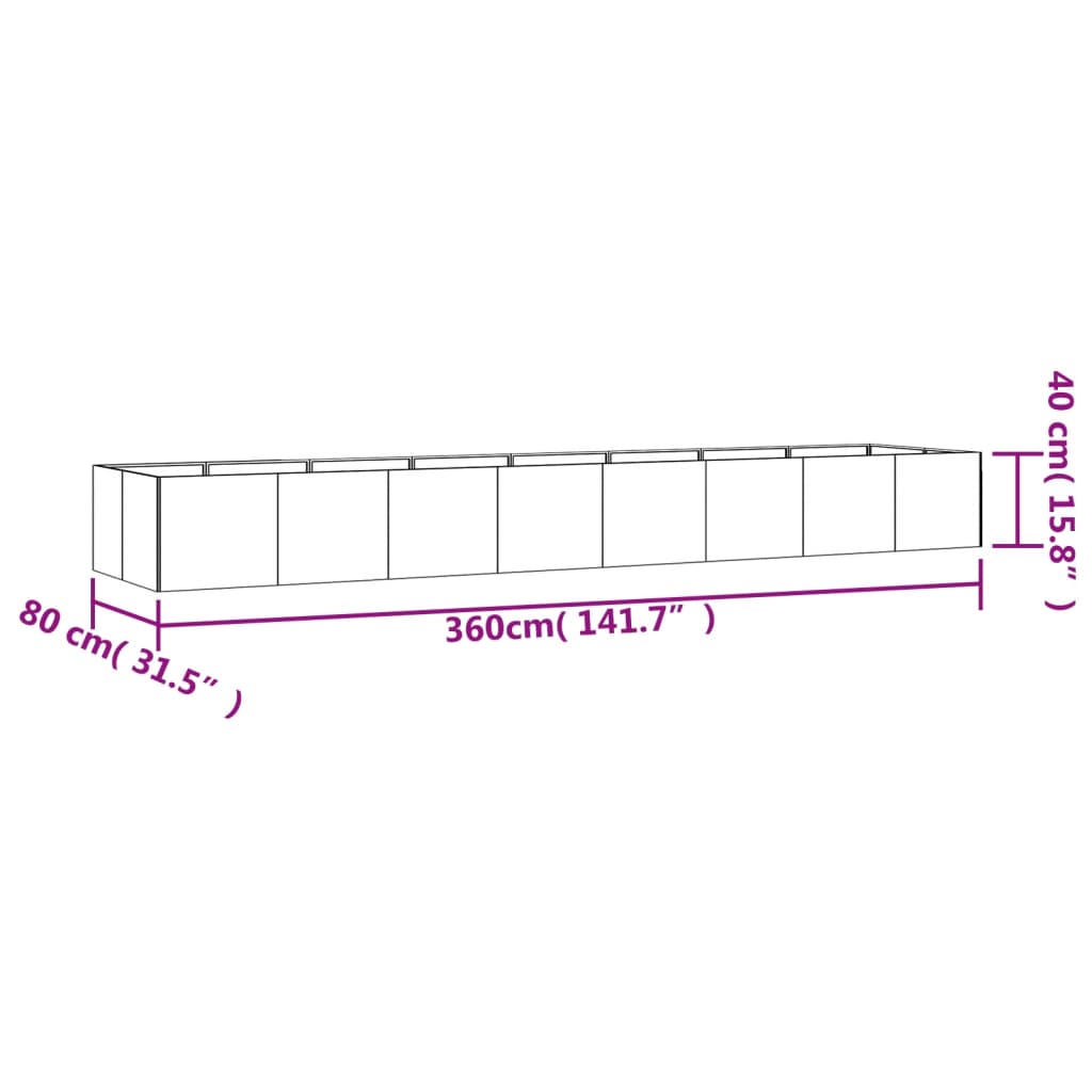 vidaXL ガーデンレイズドベッド 360x80x40 cm コルテン鋼