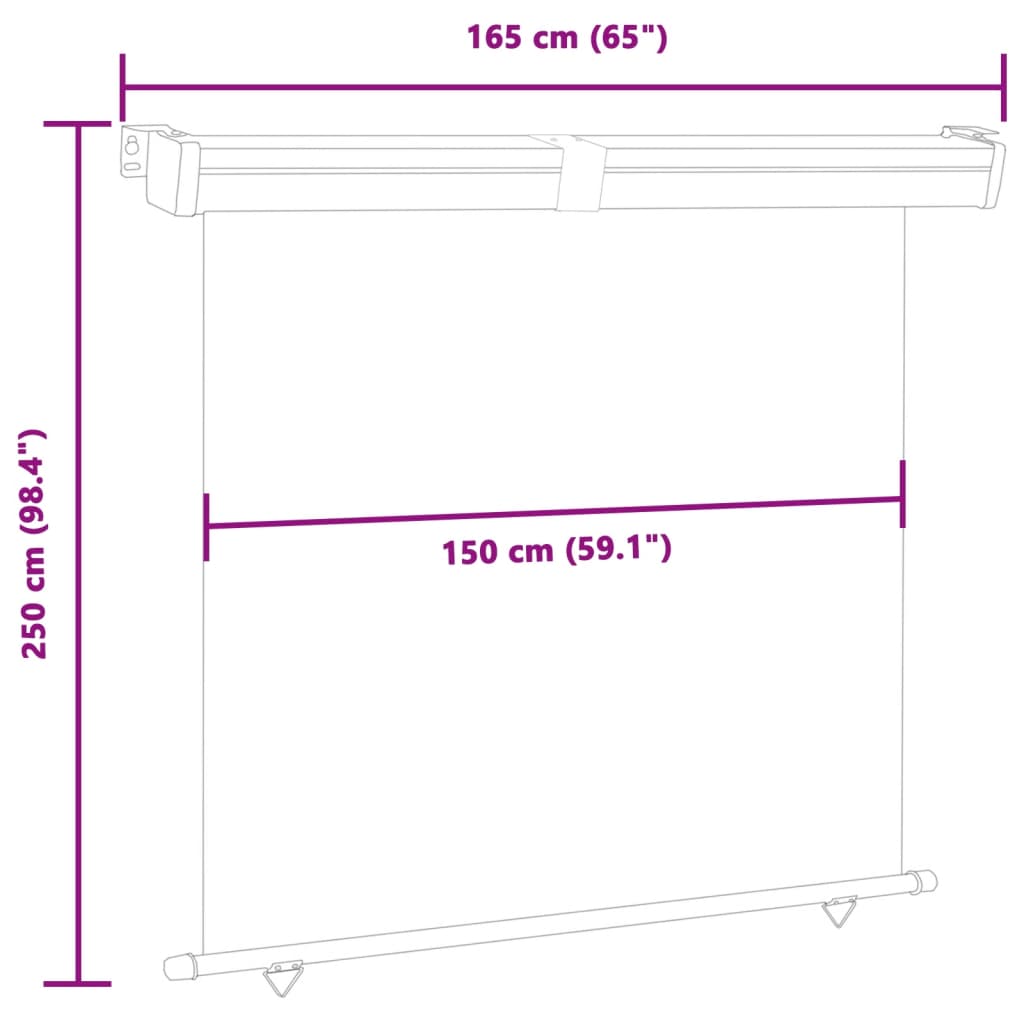 vidaXL バルコニー用 サイドオーニング 165x250cm グレー