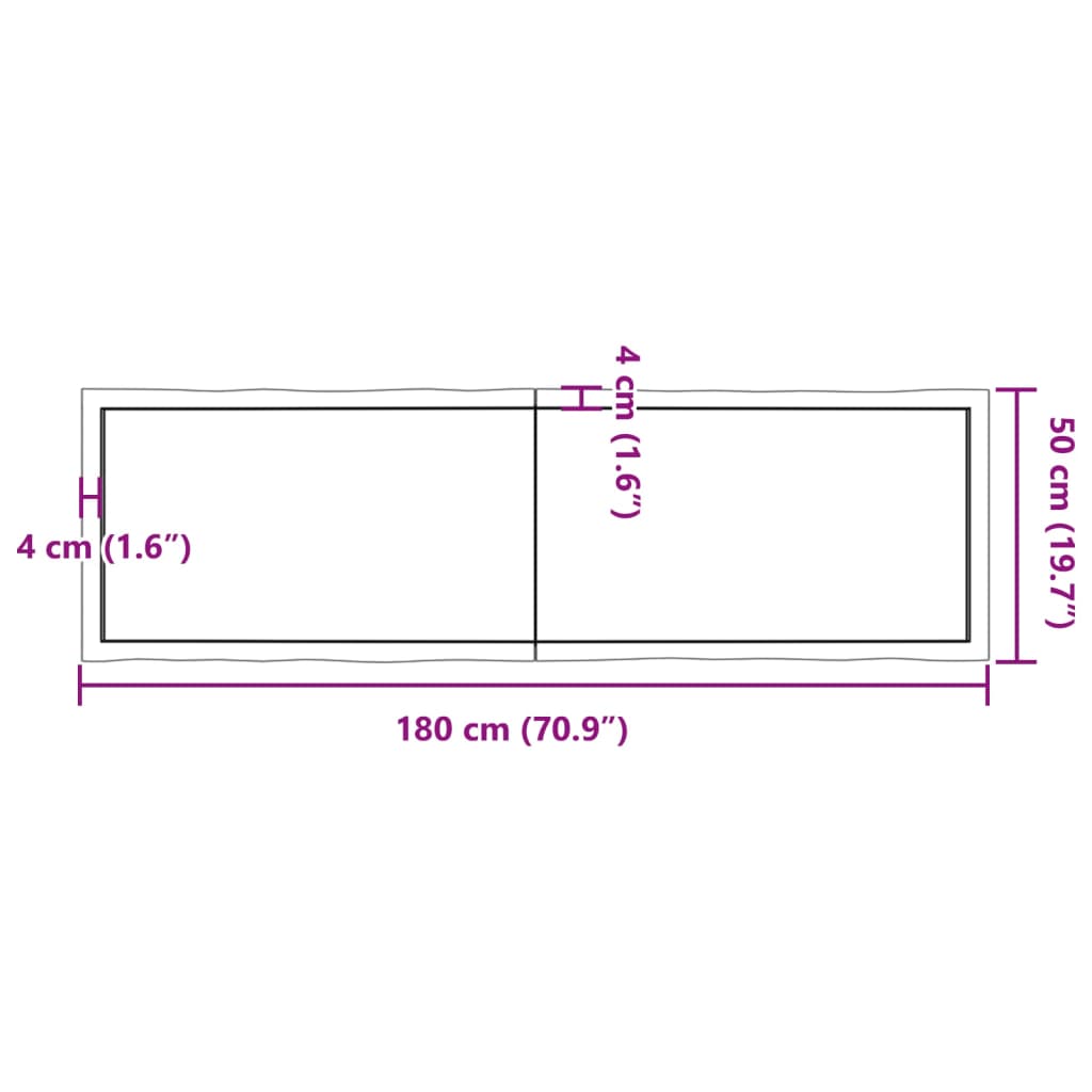 vidaXL テーブルトップ ライトブラウン 180x50x(2-4) cm 加工済み無垢材 ライブエッジ