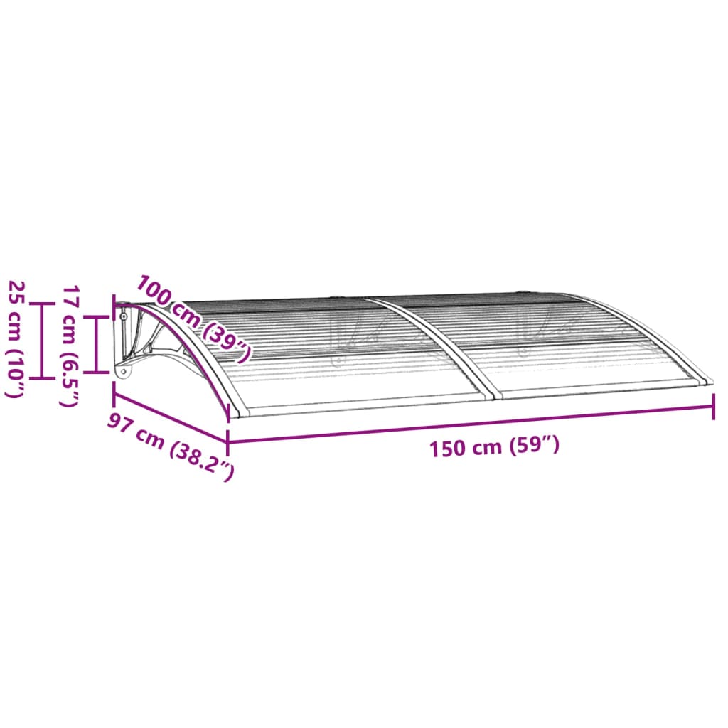 vidaXL ドアキャノピー ブラック 150x100 cm ポリカーボネート製