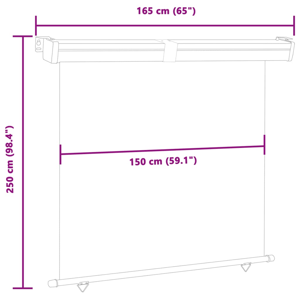 vidaXL バルコニー用 サイドオーニング 165x250cm ブラック