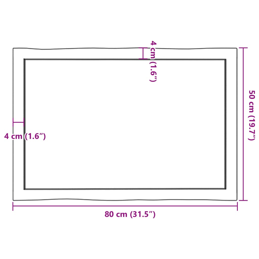 vidaXL テーブルトップ ライトブラウン 80x50x(2-6) cm 加工済み無垢材 ライブエッジ