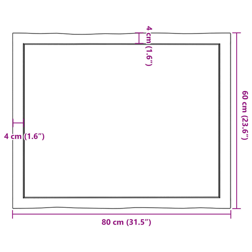 vidaXL テーブルトップ ライトブラウン 80x60x(2-4) cm 加工済み無垢材 ライブエッジ