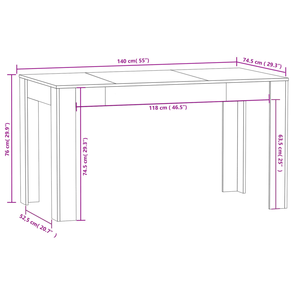 vidaXL ダイニングテーブル ブラック 140x74.5x76cm エンジニアリングウッド