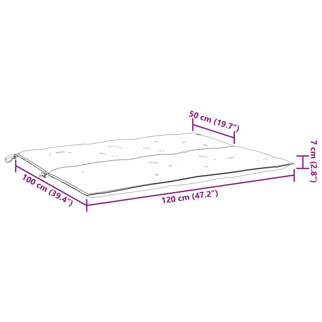 vidaXL ガーデンベンチクッション ライトブルー 120x(50+50)x7cm オックスフォードファブリック