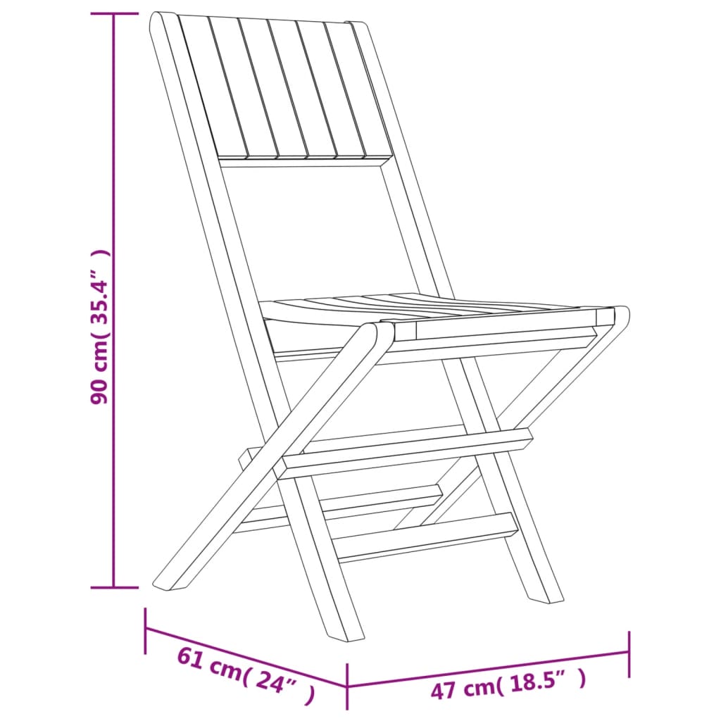 vidaXL 折りたたみガーデンチェア 2点 47x61x90 cm チーク無垢材