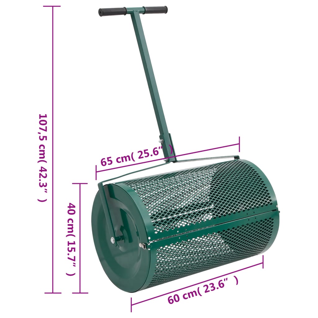 vidaXL 堆肥散布機 グリーン Ø40x60 cm スチール