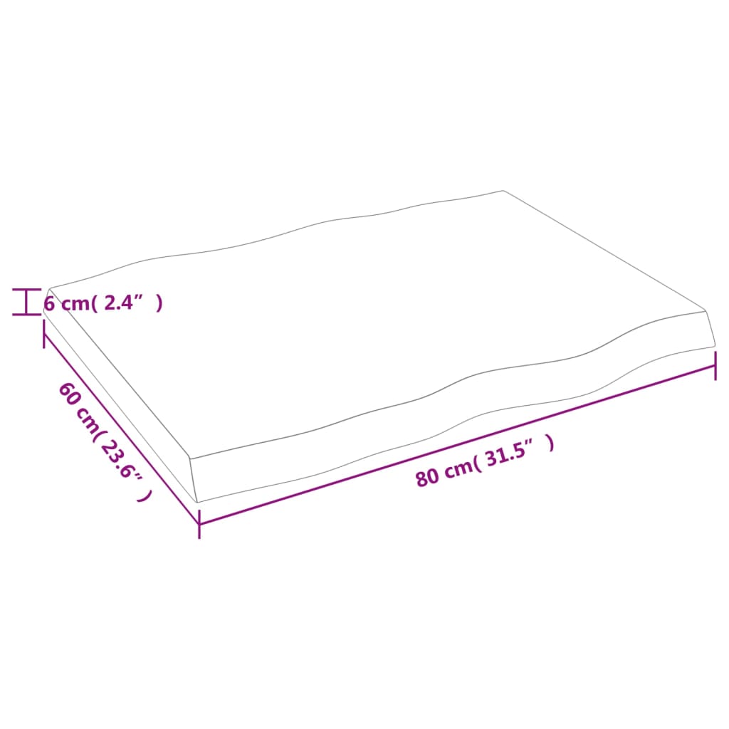 vidaXL テーブルトップ ライトブラウン 80x60x(2-6) cm 加工済み無垢材 ライブエッジ