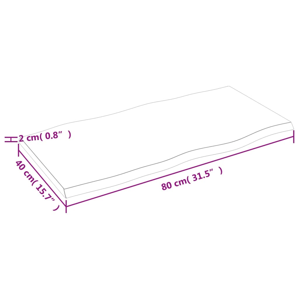 vidaXL テーブルトップ ライトブラウン 80x40x2 cm 加工済みオーク無垢材 ライブエッジ