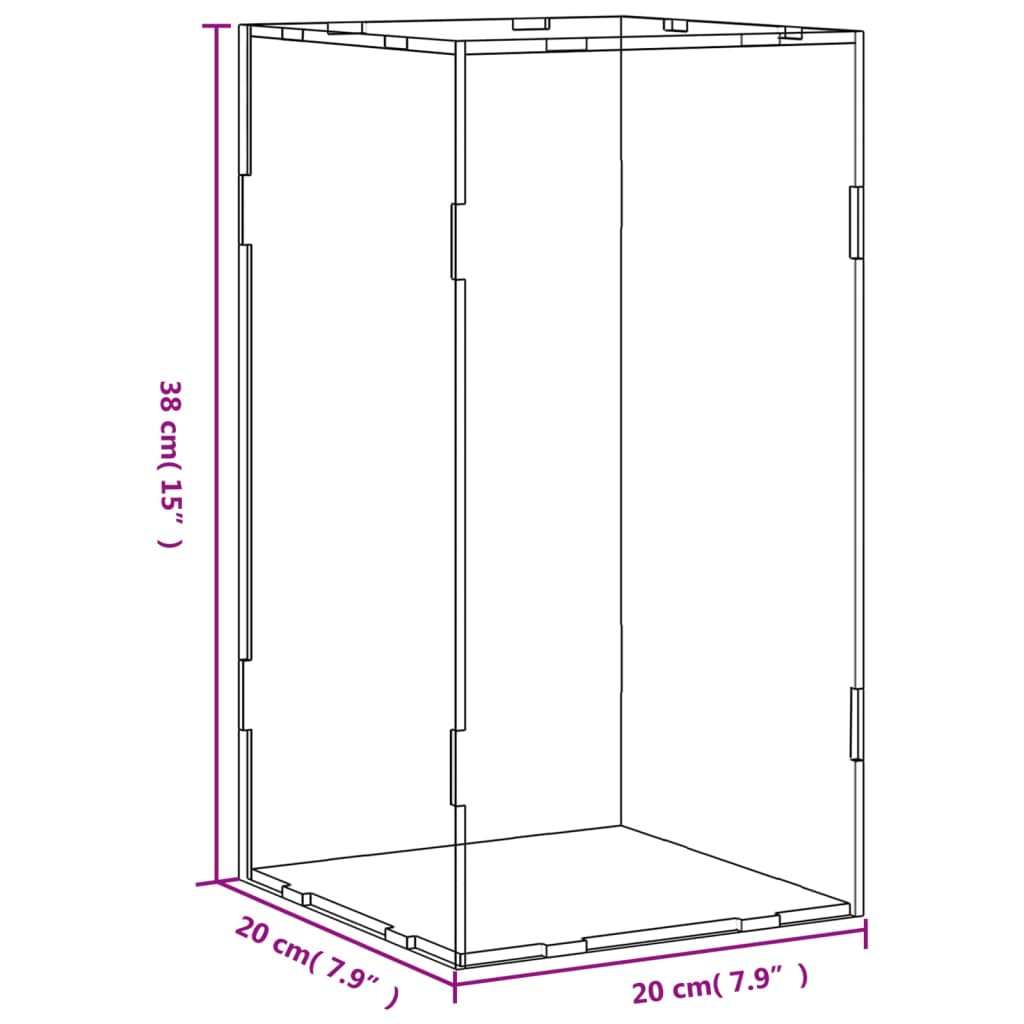 vidaXL ディスプレイボックス 透明 20x20x38 cm アクリル