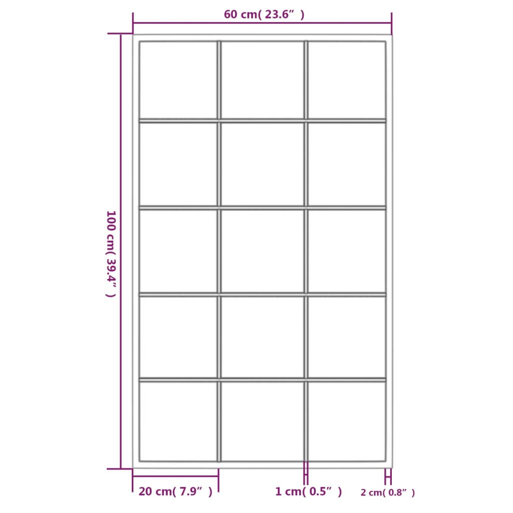 vidaXL ウォールミラー 4点 ブラック 100x60cm 金属製