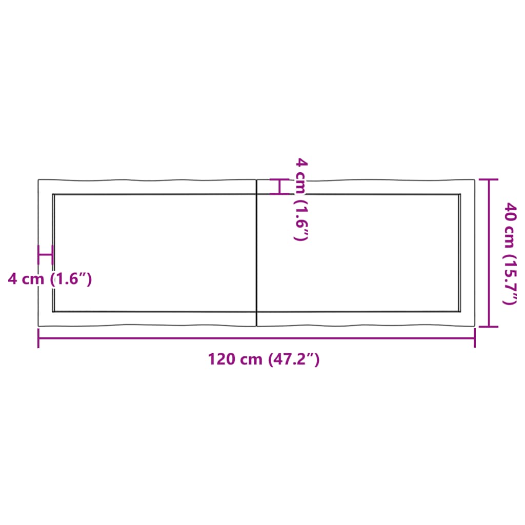 vidaXL テーブルトップ ライトブラウン 120x40x(2-4) cm 加工済み無垢材 ライブエッジ