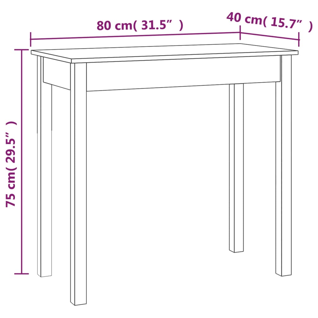 vidaXL コンソールテーブル 80x40x75 cm パイン無垢材