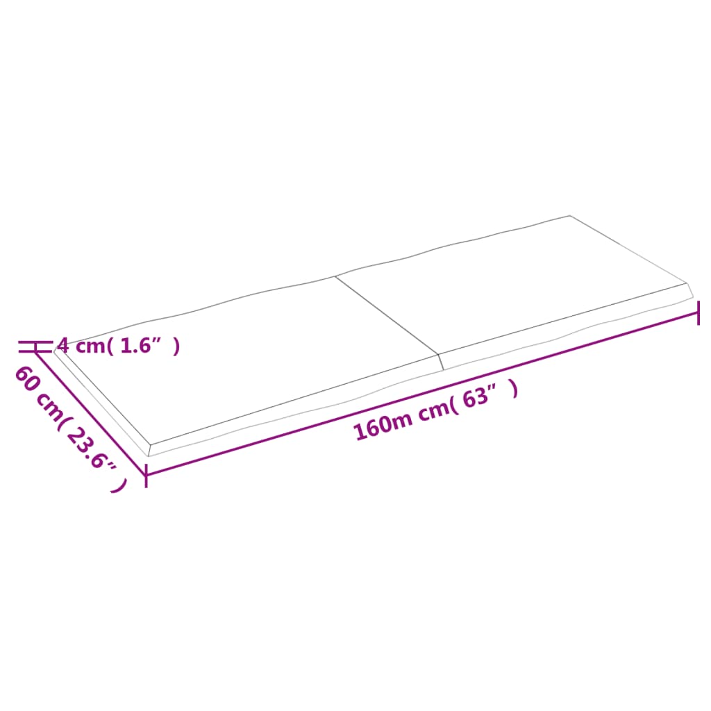 vidaXL テーブルトップ ライトブラウン 160x60x(2-4) cm 加工済み無垢材 ライブエッジ