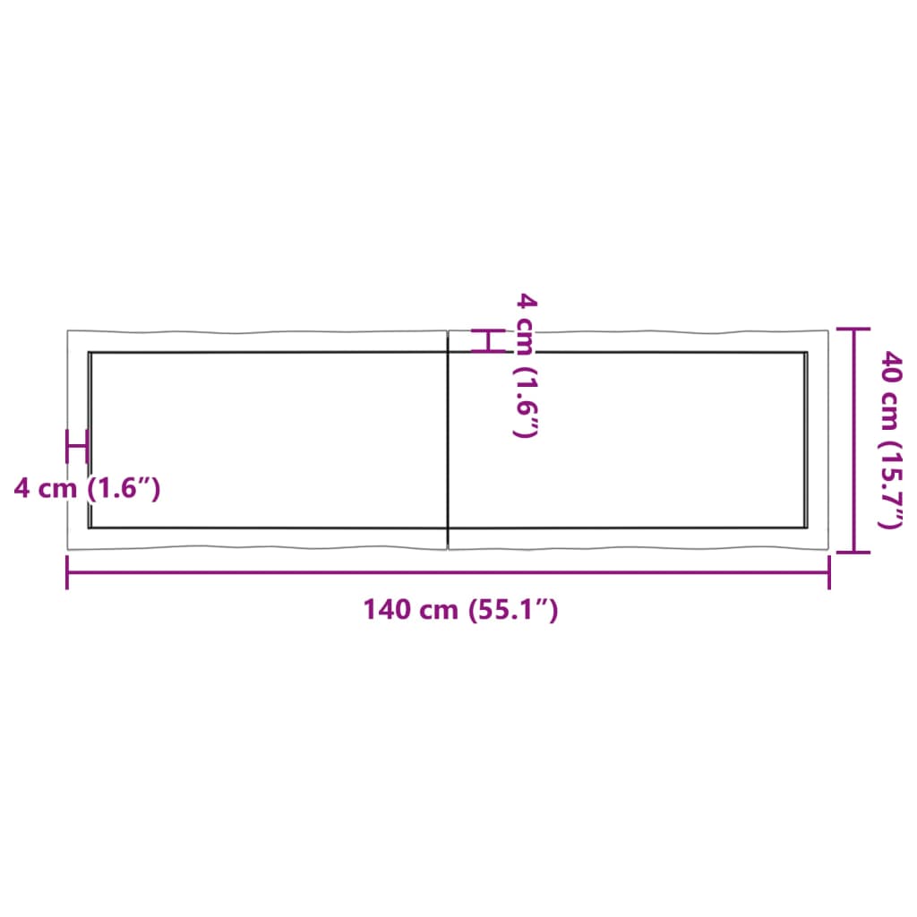 vidaXL テーブルトップ ライトブラウン 140x40x(2-4) cm 加工済み無垢材 ライブエッジ