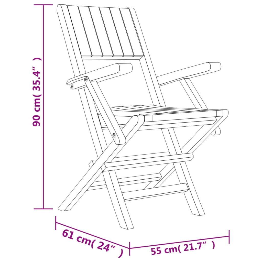 vidaXL 折りたたみガーデンチェア 6点 55x61x90 cm チーク無垢材