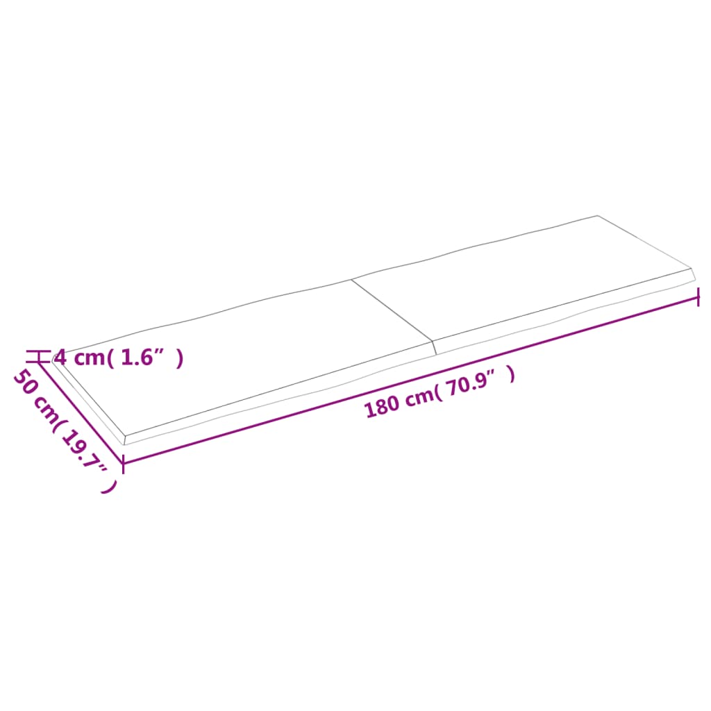 vidaXL テーブルトップ ライトブラウン 180x50x(2-4) cm 加工済み無垢材 ライブエッジ