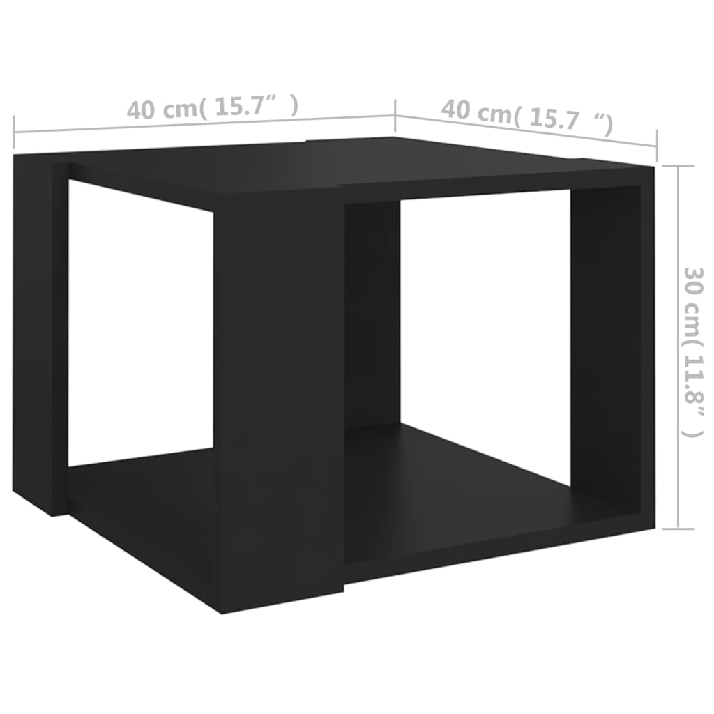 vidaXL コーヒーテーブル ブラック 40x40x30cm エンジニアリングウッド