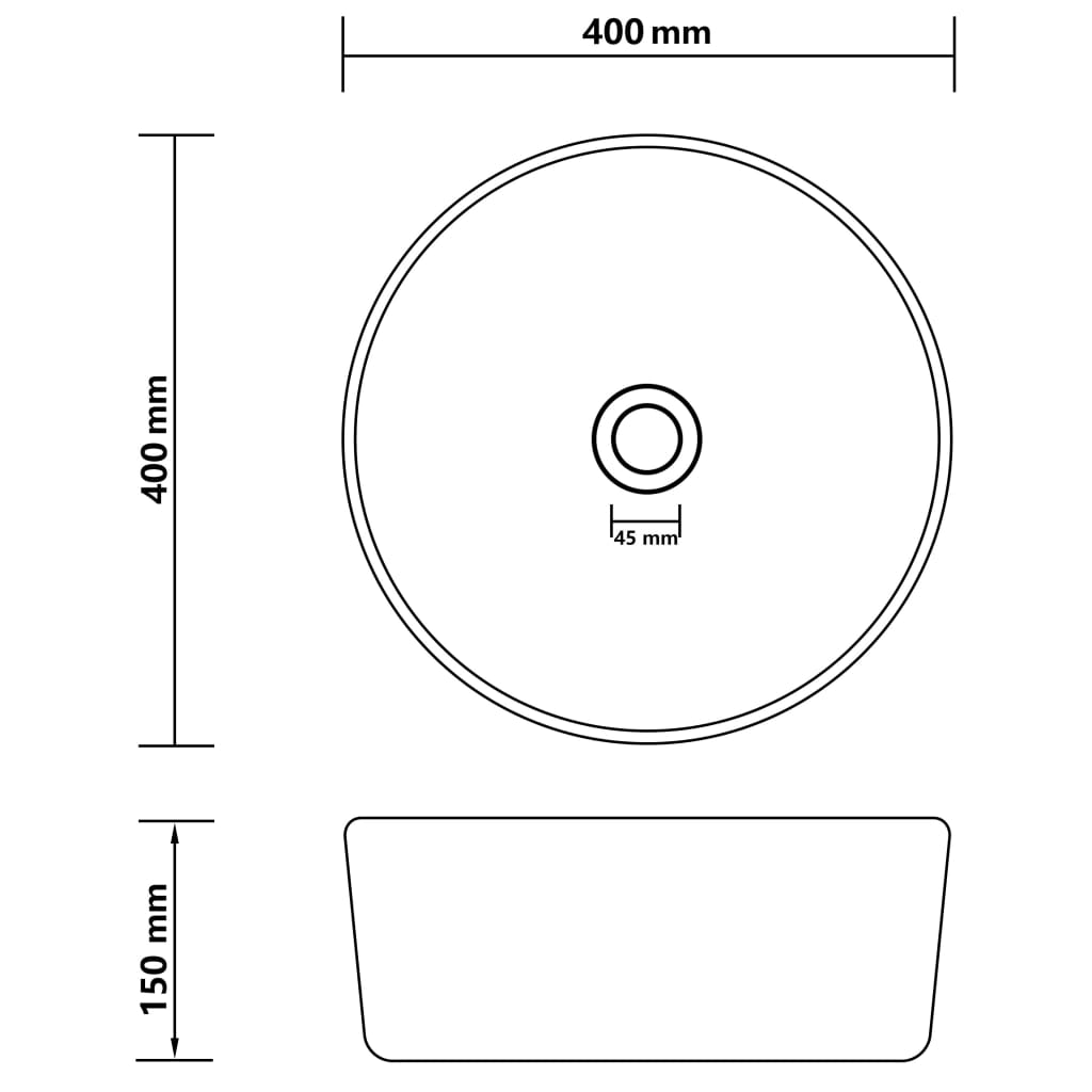 vidaXL ラグジュアリー 洗面器 丸型 マットライトブルー 40x15cm セラミック製