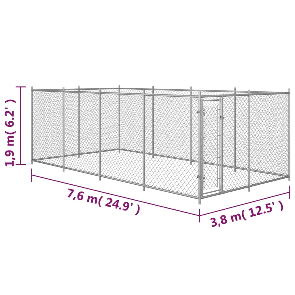 vidaXL 屋外用犬舎 7,6x3,8x1,9m